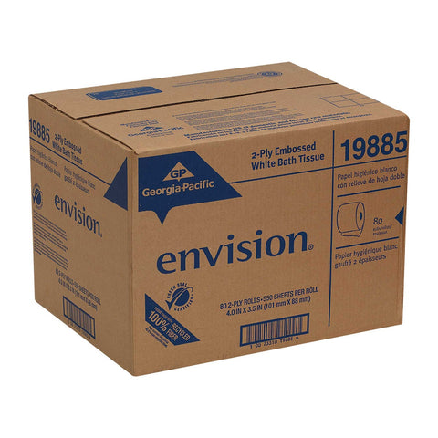 Envision White 2 Ply Standard Embossed Bathroom Tissue Roll -- 80 per case.