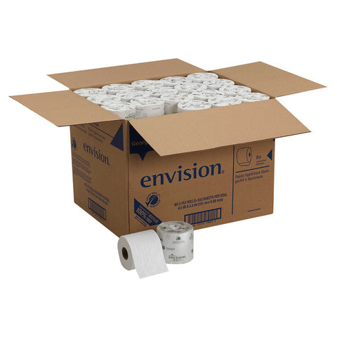 Envision White 2 Ply Standard Embossed Bathroom Tissue Roll -- 80 per case.