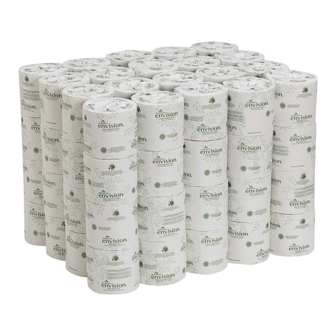 Envision White 2 Ply Standard Embossed Bathroom Tissue Roll -- 80 per case.