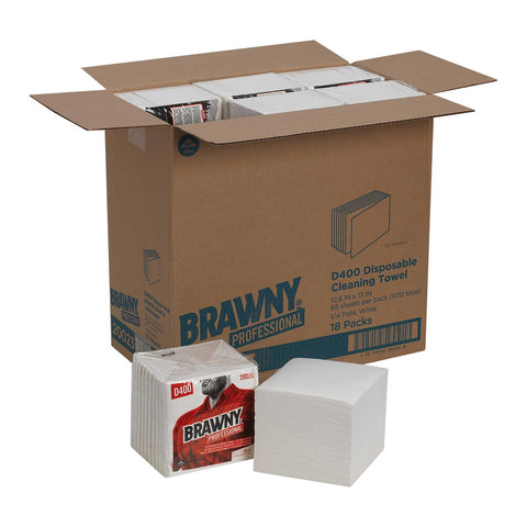Brawny Industrial Medium Duty All Purpose DRC 1/4 Fold Wipers White -- 1170 per case.