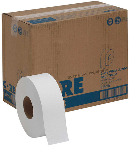 Pacific Blue Jumbo Jr. Epa White 2-Ply Compliant Bathroom Tissue -- 8 per case