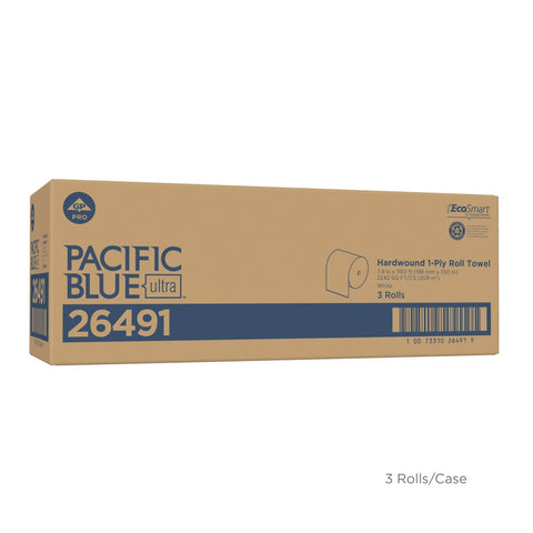 Georgia Pacific Pacific Blue Ultra High Capacity White Recycled Paper Towel Roll, 1150 count per roll -- 3 rolls per case.