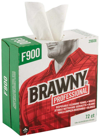 Brawny Professional F900 White Disposable Cleaning Towel - Tall Box, 72 count per box -- 10 box per case