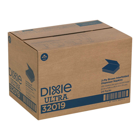 Dixie Ultra Interfold 2 Ply Brown Napkin Dispenser Refill, 6.5 x 9.85 inch -- 6000 per case.