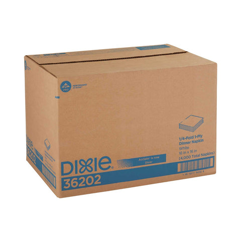 Acclaim White 1 Ply 16x16 1/4 Fold Paper Dinner Napkin -- 4000 per case.