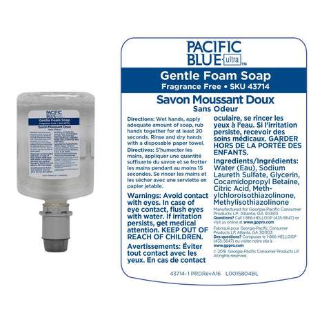 Georgia Pacific Pacific Blue Ultra Gentle Foam Hand Soap Refill, 1200 Milliliter.