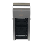 Compact Vertical Double Roll Bathroom Tissue Dispenser.