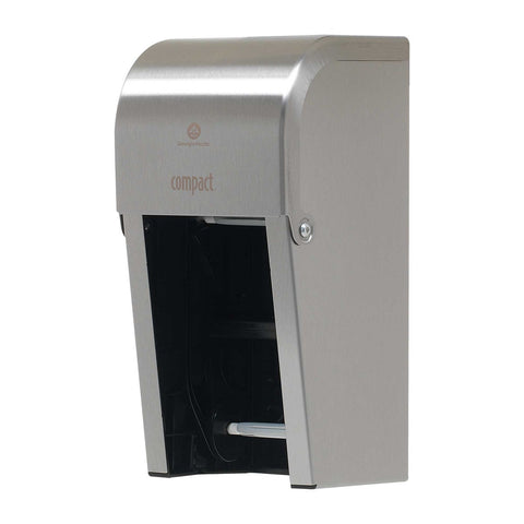 Compact Vertical Double Roll Bathroom Tissue Dispenser.