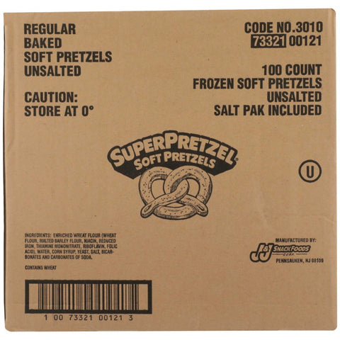 J and J Snack Super Baked Soft Pretzel, 2.5 Ounce -- 100 per case.