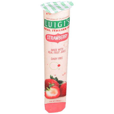 Luigis Real Italian Ice Strawberry Squeeze Tube, 4 Ounce -- 24 per case.