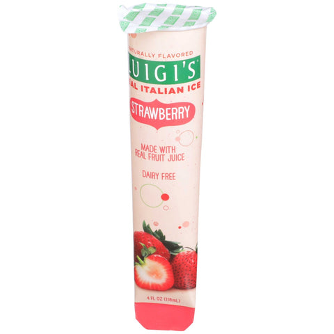 Luigis Real Italian Ice Strawberry Squeeze Tube, 4 Ounce -- 24 per case.