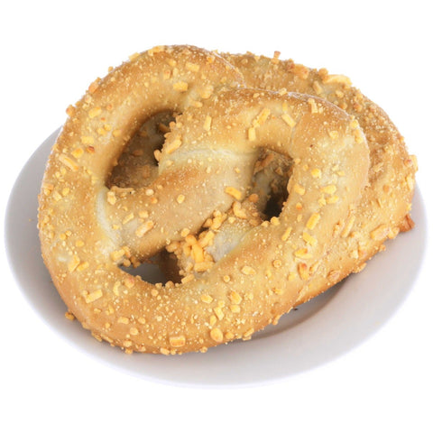 J and J Snack Cheddar Filled Pretzel -- 24 per case.