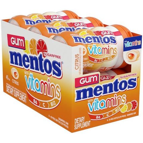 Mentos Sugar Free Citrus Chewing Gum - 45 per pack -- 36 packs per case