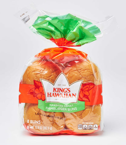Kings Hawaiian Sweet Hamburger Buns, 12.8 Ounce -- 12 per case.