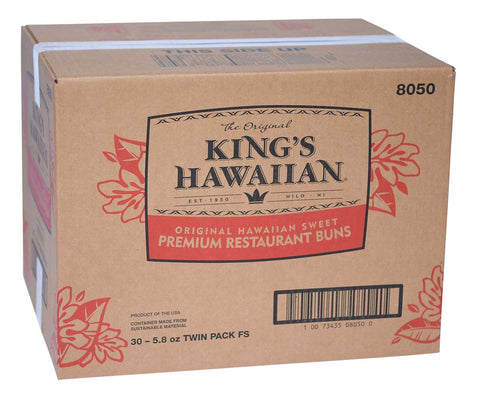 Kings Hawaiian Sweet Premium Restaurant Burger Bun - 2 count per pack -- 30 per case.