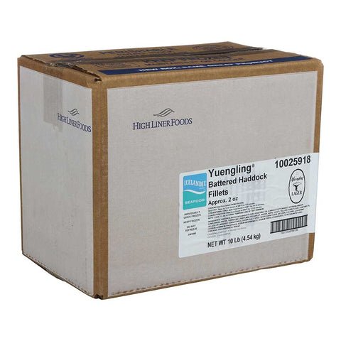 Yuengling Brewers Choice Beer Battered Haddock Fillet, 2 Ounce of 64-106 Pieces, 10 Pound.