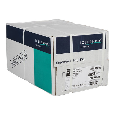 Frozen At Sea Atlantic Cod Fillet, 8 to 16 Ounce of Varies Pieces Per Box, 12 Pound -- 4 per case.