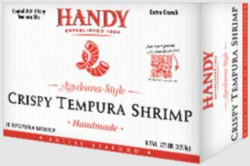 Handy 36/40 Vannamei Finished Shrimp Coated with Agedama Tempura Bits -- 100 per case.