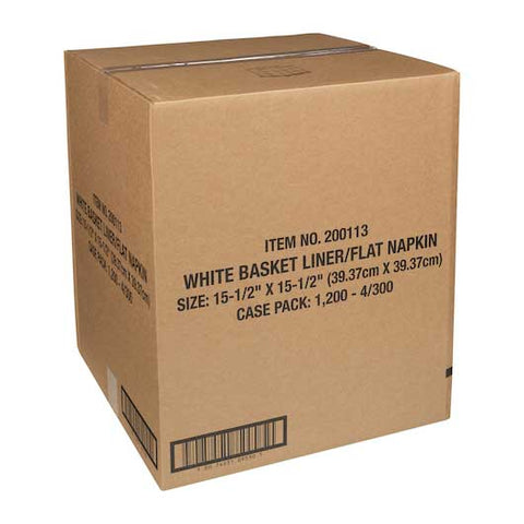 Hoffmaster White No Fold Basket Liner Dinner Napkin, 15 1/2 x 15 1/2 -- 1200 per case.