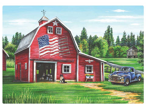 Hoffmaster Patriotic Barn Paper Placemat, 9.75 x 14 inch -- 1000 per case.