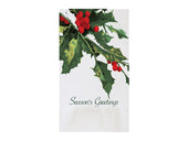 Hoffmaster 2 Ply White Printed Holly Greetings Dinner Napkin, 15 x 17 inch -- 1000 per case.