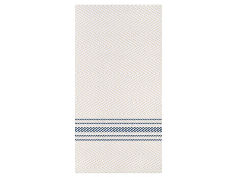 Hoffmaster FashnPoint Blue and White Dishtowel Printed Dinner Napkin, 15.5 x 15.5 inch -- 800 per case.
