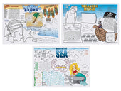 Hoffmaster 3 Designs Four Color Seashore Games Placemat, 10 x 14 inch -- 1000 per case.
