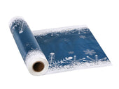 Hoffmaster Plastic White Navy Snowflake Tablerunner Roll, 13 1/2 inch x 200 feet.