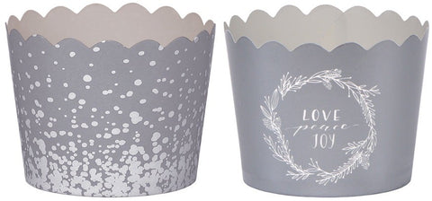 Hoffmaster Simply Baked Paper Small Silver Metallic Holiday Cup, 1 5/8 x 1 7/8 inch -- 550 per case.