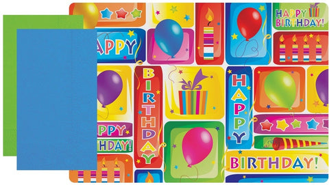 Hoffmaster Paper Happy Birthday Placemat and Dinner Napkin Kit - Combo Pack -- 500 per case.