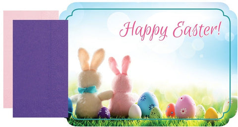 Hoffmaster Paper Happy Easter Seasonal Placemat and Napkin Kit - Combo Pack -- 750 per case.