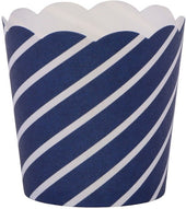 Hoffmaster Simply Baked Navy Diagonal Print Petite Cup, 1 3/4 x 1 1/2 inch -- 200 per case.