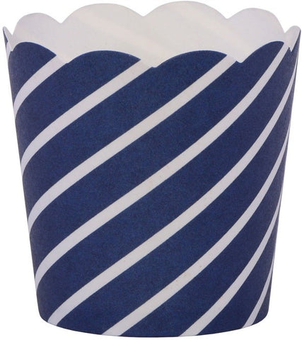 Hoffmaster Simply Baked Navy Diagonal Print Petite Cup, 1 3/4 x 1 1/2 inch -- 200 per case.