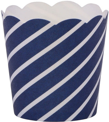 Hoffmaster Simply Baked Navy Diagonal Print Petite Cup, 1 3/4 x 1 1/2 inch -- 200 per case.