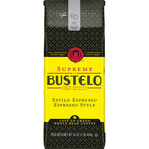 Bustelo Whole Bean Supreme Coffee, 16 Ounce -- 8 per case.
