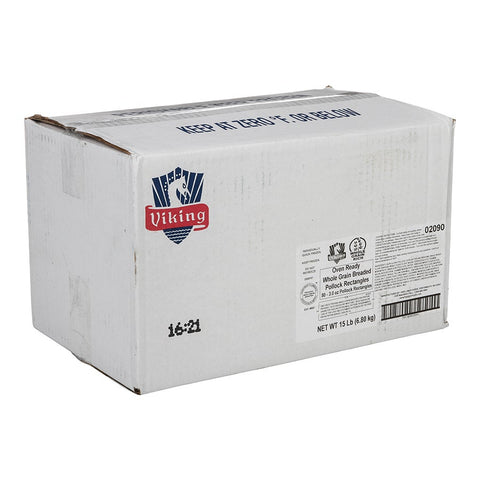 Viking Whole Grain Breaded Pollock Rectangle, 15 Pound.