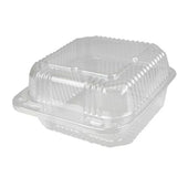 Durable Packaging Clear Plastic Square Hinged Container, 6 inch -- 500 per case