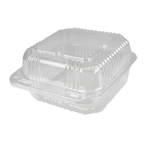 Durable Packaging Clear Plastic Square Hinged Container, 6 inch -- 500 per case