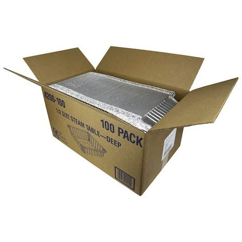 Durable Packaging Aluminum 1/2 Size Deep Steam Table Pan -- 100 per case