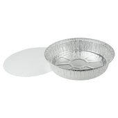 Durable Packaging Aluminum Round Container with Board Lid, 9 inch -- 250 per case