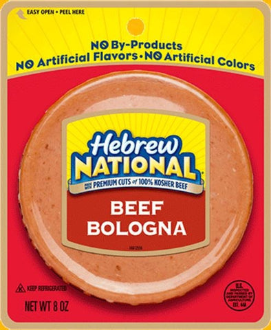 Hebrew National Beef Bologna, 8 Ounce -- 12 per case.