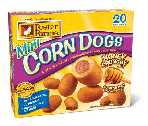 Foster Farms Mini Honey Crunch Corn Dog, 13.3 Ounce -- 12 per case.