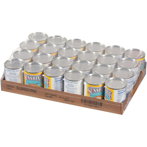 Sunshine Evaporated Milk, 12 Fluid Ounce -- 24 per case.