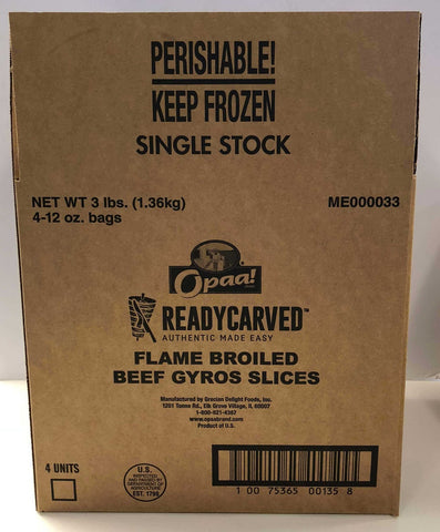 Opaa ReadyCarved Flame Broiled Beef Gyros Slices, 12 Ounce -- 4 per case