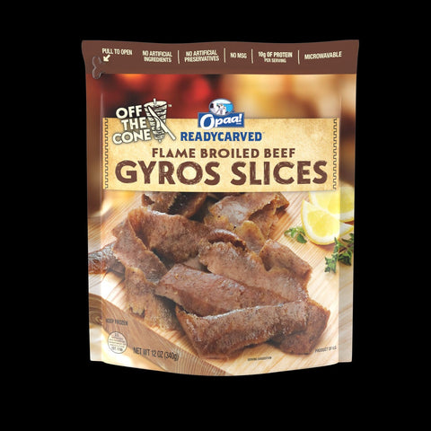 Opaa ReadyCarved Flame Broiled Beef Gyros Slices, 12 Ounce -- 4 per case