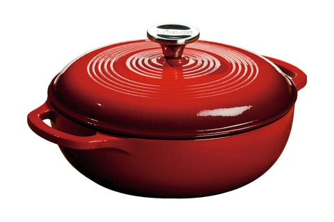 Lodge Red Dutch Oven, 3 Quart.
