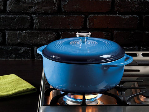 Lodge Porcelain Enamel Cast Iron Blue Dutch Oven, 6 Quart