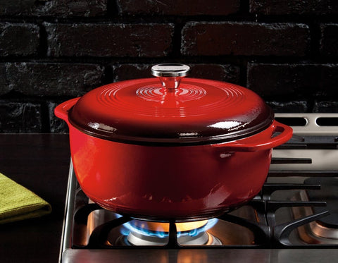 Lodge Red Dutch Oven, 6 Quart.