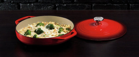 Lodge Red Enamel Casserole, 3.6 Quart.