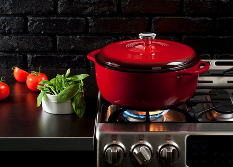 Lodge Red Enamel Dutch Oven, 7.5 Quart.